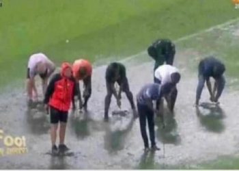 Le stade d'Ébimpé inondé