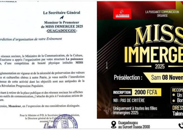 Le gouvernement burkinabè a décidé de mettre un terme à l’organisation de la compétition de beauté physique