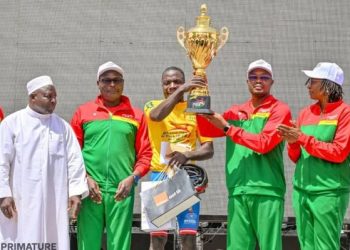 Le boulevard Noël Isidore Thomas Sankara a servi de cadre, ce dimanche 15 février, à la deuxième édition du Grand Prix cycliste de la Radiodiffusion-Télévision du Burkina