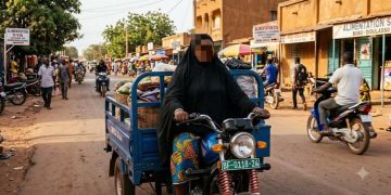 Une conductrice de tricycle
